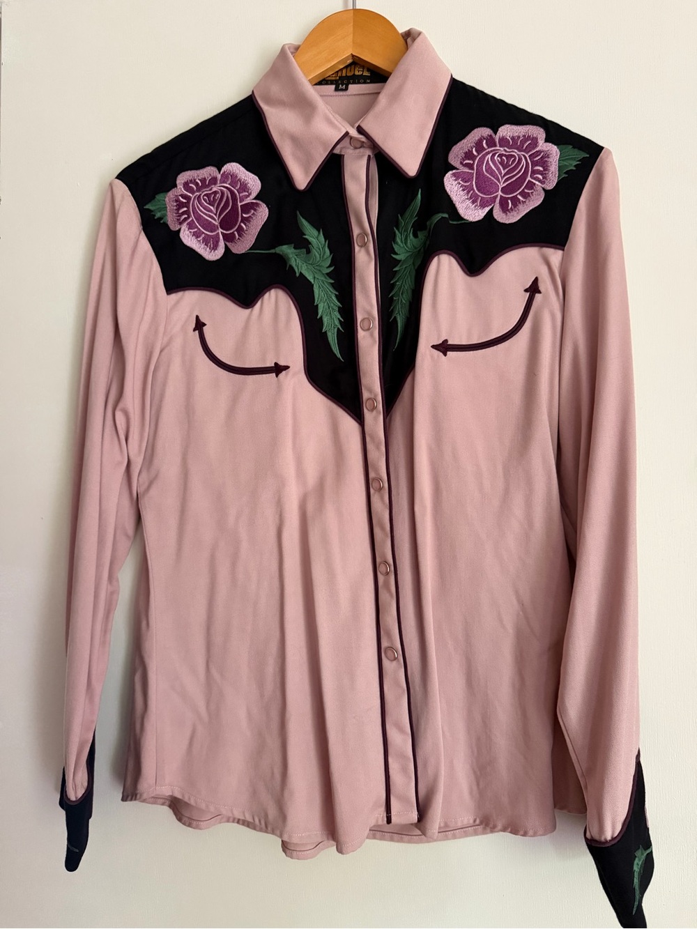 Original Manuel Cuevas Pink Floral Embroidered Shirt